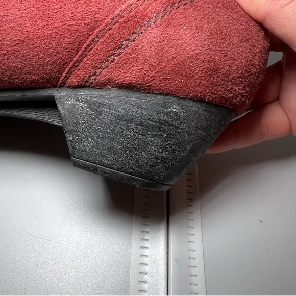 MEPHISTO Mary Jane Pumps Heels Sz 10 Red Suede Leather Comfort - Picture 12 of 13